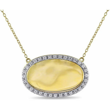 Miabella 5/8 Carat T.G.W. Created White Sapphire Yellow Rhodium-Plated Sterling Silver Fashion Necklace, 18