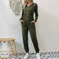 thumbnail image 2 of Mrat Jumpsuits Plus Size Trendy Women Casual Pocket Jumpsuits Hooded Zipper Long Sleeve Leg Pant Womens Overalls S-11 Green L, 2 of 4