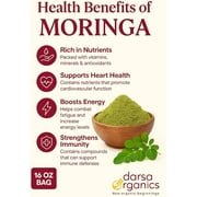Moringa Powder Organic 1 lb – USDA Certified Moringa Oleifera Leaf Powder, Non-GMO, Gluten-Free, Raw & Pure Moringa Powder for Smoothies, Baking, and Cooking, Premium Organic Superfood