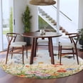 thumbnail image 4 of 7ft Round Rug, Spring Floral Non-Skid Rubber Backing Large Area Rugs - Living Room Bedroom Home Office, Hummingbird Summer Botanical Watercolor Indoor Floor Mat Carpets Washable Rug, 4 of 9