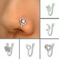 thumbnail image 2 of HOOUN 1pc Fake Septum Nose Ring Hoop Clip On Non Pierced Nose Lip Ear Cuffs Jewelry-6, 2 of 9