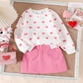 thumbnail image 2 of Toddler Girl Outfits Valentine's Day Heart Print Long Sleeve Sweater and Skirt Two Piece Set Fashion Trend Soft Outfit for Girls Pink 3 Years-4 Years, 2 of 7