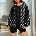 thumbnail image 4 of EchfiProm Black Women Sweatshirts Hoodie Hooded Long Sleeve Loose Comfy Polka Dot Hoodie with Pocket, 4 of 6