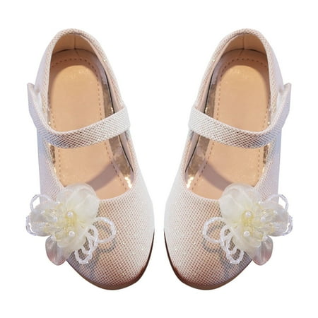 

TENSUNNYD Baby Girls Dress Shoes Toddler Little Child Girls Shoes Princess Shoes Dance Shoes Sweet Flower Soft Soled Single Shoes Flat Shoes None- Sole Princess Shoes Little Girls 4.5Y-5Y