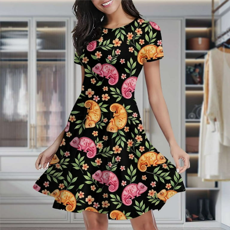short sleeve floral skater dress Juniors' Liberty Love Airflow Short Sleeve Skater Dress
