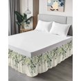 thumbnail image 4 of Eucalyptus Leaves Bed Skirt Cal King Size,Watercolor Weeping Teal Botanical Vintage Wrap Around Bed Skirting with Adjustable Elastic Strap,Dust Ruffled Pleated Bedskirts 18 Inch Drop for Bedroom Beds, 4 of 9