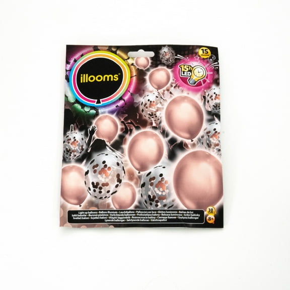 Illooms® Light up Balloons, Metallic Rose Gold Confetti, 15 Pack