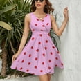 thumbnail image 3 of Red Strawberry Love Pattern Polka Dots Dress Summer Street Style Dresses Female Sleeveless Printed Sundress, 3 of 7