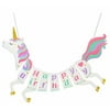 Unicorn Happy Birthday Banner - Unicorn Themed Party Supplies Decorations - Magical Pastel Design with Sparkle Gold Glitter Garland for Boy Girl Baby Party Favors