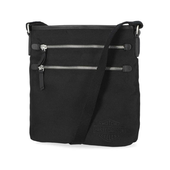 Harley-Davidson Women's Classic Codura Genuine Leather/Canvas Crossbody Purse, Harley Davidson