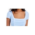 thumbnail image 2 of Just Polly Junior's Square Neck Ruched Top Blue Size Medium, 2 of 3