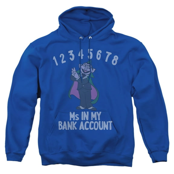 Sesame Street Count My Bank Account Adult Pull-Over Hoodie, Royal, Medium