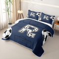 thumbnail image 3 of Feelyou Sport Soccer Letter R Twin Quilt Set for Boys, Blue Stripe Abstract Twin Coverlet Set, 2-Piece, 3 of 7