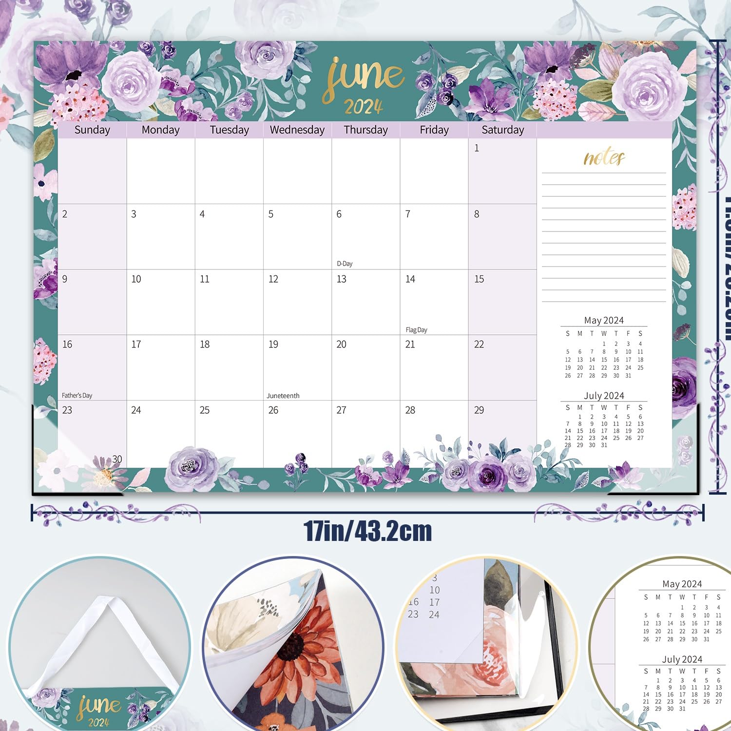 Guasslee Desk Calendar 2024, Large Desk Calendar 20242025, 19Month