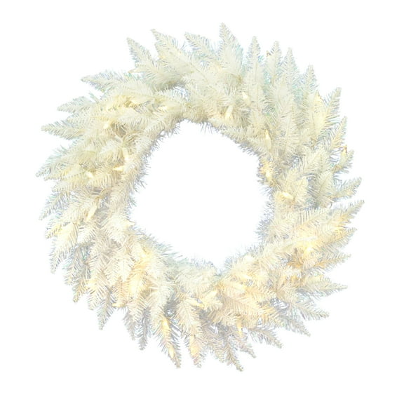 Vickerman 36" Sparkle White Spruce Artificial Christmas Wreath, Warm White LED Lights