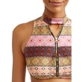 thumbnail image 4 of Time and Tru Women's Sundance Stripe High Neck Swimsuit Top, 4 of 4