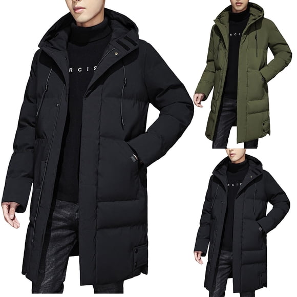 Blekii Men's Plus Size Winter Coat, Oversized Padded Jacket for Big & Tall, Thick Warm Quilted Parka, Solid Color Heavy Duty Outerwear, Comfortable Cold Weather Protection,