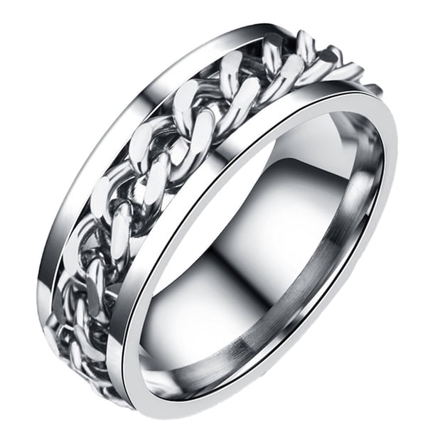 EeaseMX Anillo sencillo y delicado de acero inoxidable, joyería creativa, anillo de moda para hombre y niño (color acero, tamaño de caja 9)