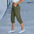 thumbnail image 7 of Sweat Pants for Womens Women Solid Color Pentagonal Pants With Elastic Waist Casual Work Clothes Belt Pockets Army Green L, 7 of 7
