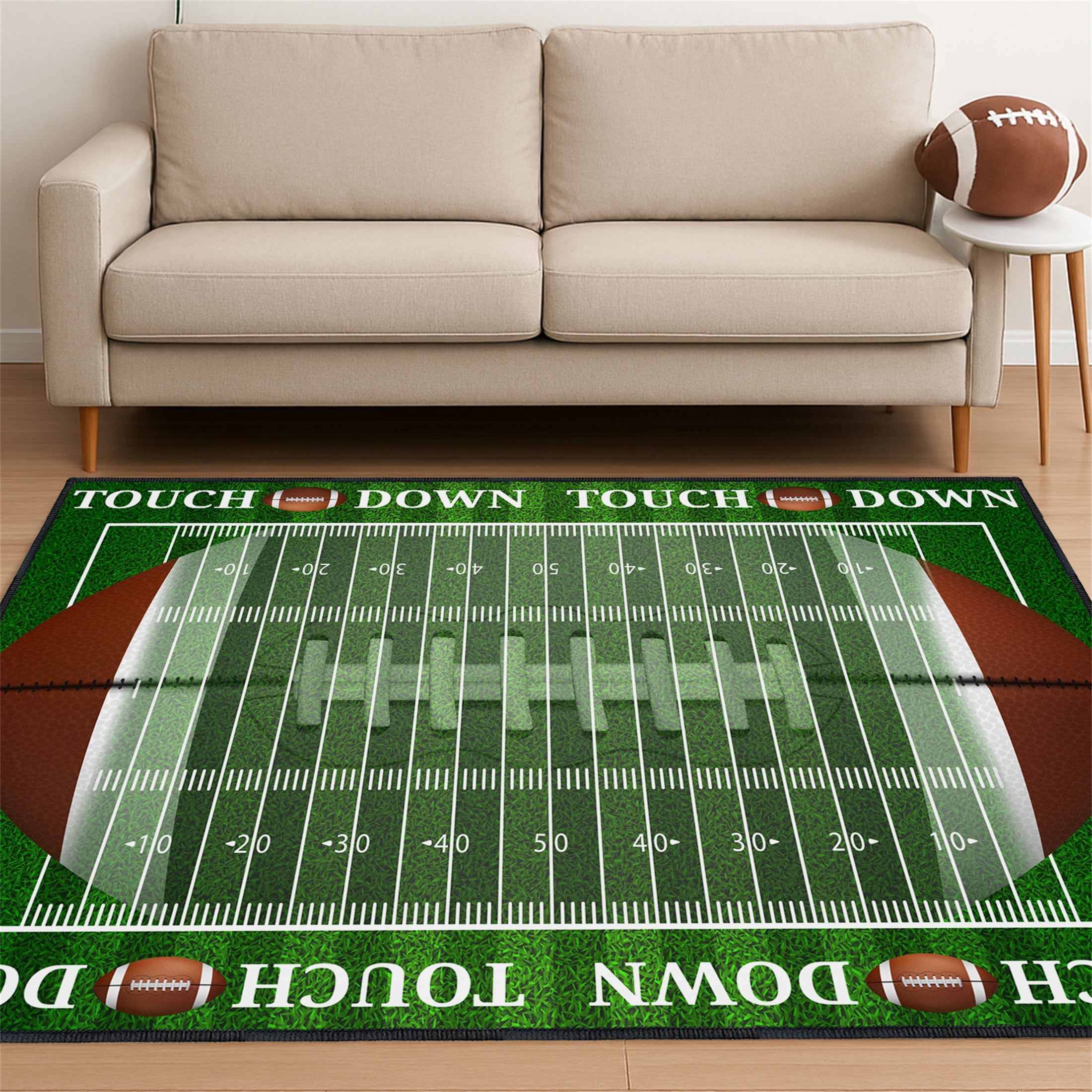 Football Rug for Bedroom,3'x5' Non-Slip Football Field Rugs,Sports Rug for Lving Room Decor