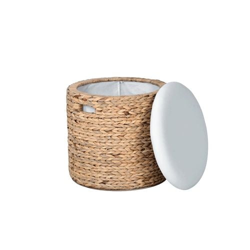 Pouf de rangement en jacinthe d'eau