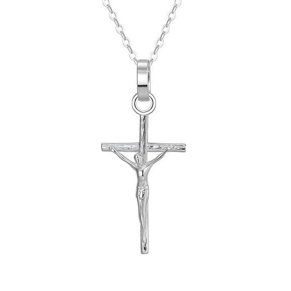 Cross Necklace for Women by Ginger Lyne Jesus on the Cross Religious Sterling Silver Pendant and Chain