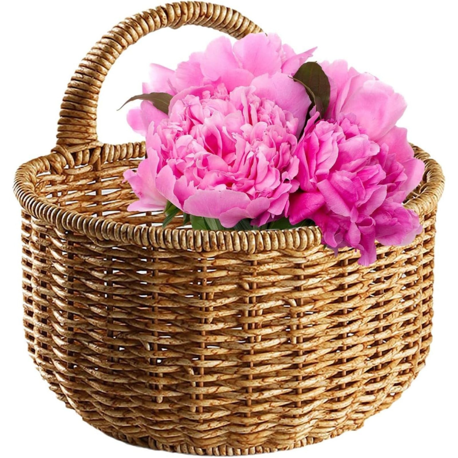 Wicker Hanging Storage Baskets, Hanging Storage Wicker Baskets, Wall Mounted Woven Hanging Basket, Wicker Small Basket With Handle, Small Basket Organizer For Small Items, 1Pc(Brown,6.7x5x5.9")
