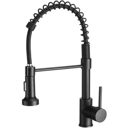 

Modern Single Handle Spring Kitchen Faucet with Pull Down Spray Matte Black Kitchen Sink Faucet 866080R