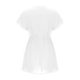 thumbnail image 4 of Summer Saving Wycnly Womens Dresses Beach Casual Tie Waist Loose Swing A Line Short Sundress Summer Solid V-Neck Short Sleeve Formal Mini Dress White XL, 4 of 6