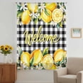 thumbnail image 2 of Yellow Lemons Sheer Curtains 54 Inches Long, Summer Fruits Leaves Botanical Buffalo Plaid Light Filering Curtains, Breathable Simi Curtain Privacy Drapes for Kitchen Bathroom Small Window Treatment, 2 of 9