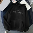 thumbnail image 2 of Womens Loose Heart Printed Hoodie Sweatshirt with Pocket Long Sleeve Hooded Pullover Cotton Fleece Tops S-XXXL (3X-Large, Black 03), 2 of 6