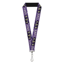 Masters of the Universe Lanyard, MOTU Skeletor Live Love Expressions Purples White, Elastic