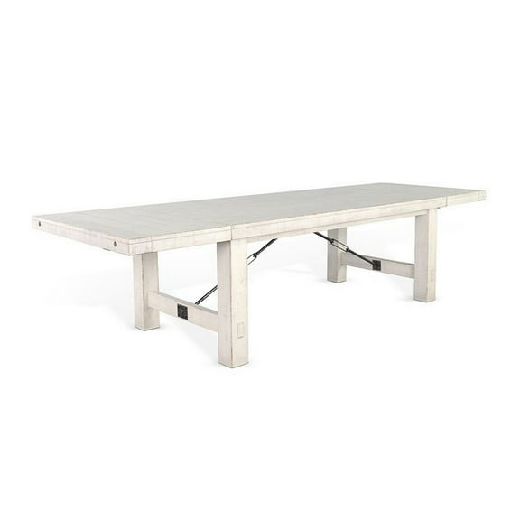 Rena Dining Table, 2 Extension Leaf, 86-122 Inch White Mahogany Wood