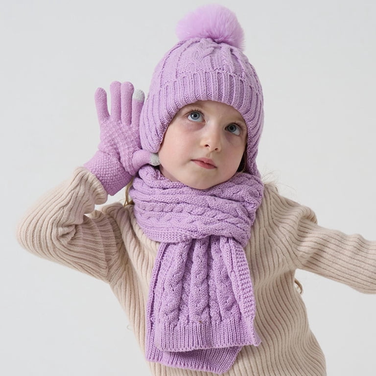 OGLCCG Kids Winter Hat Scarf Gloves Set, Girls Boys Winter  display picture 2