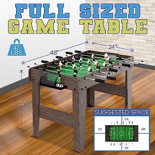 SereneLife Competition Sized Foosball Table, Full Size 48in Portable Soccer with Ball for Home, Arcade Game Room, Board Game for Indoor or Outdoor, Family Game Night, Perfect for Kids and Adults