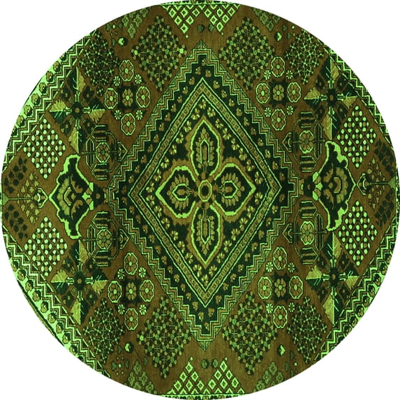 Ahgly Company Machine Washable Indoor Round Persian Green Traditional Area Rugs, 7' Round