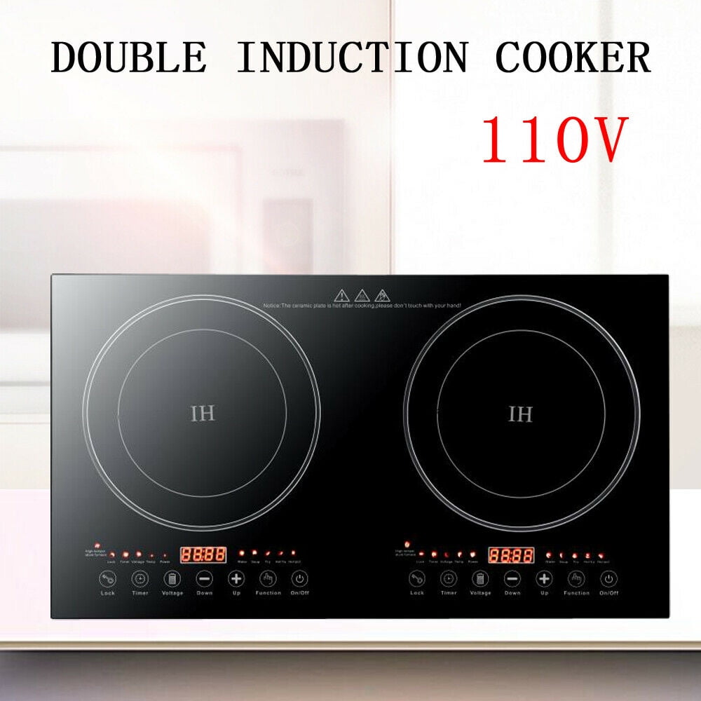 CNCEST Double Induction Cooker Cooktop Digital Double Countertop Burner 8 Gear Firepower