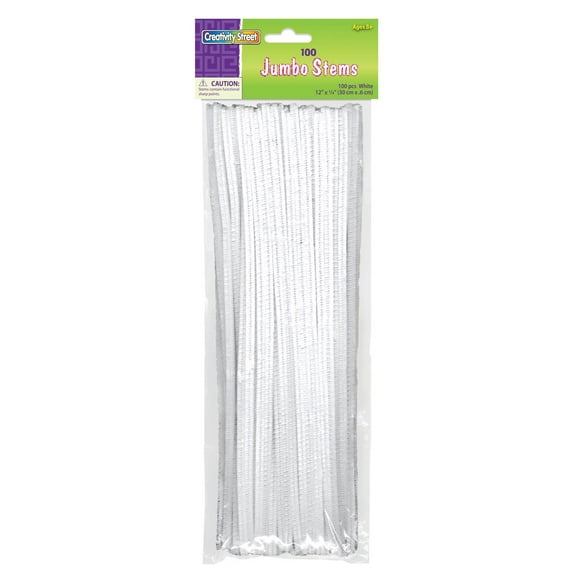 Creativity Street Chenille Stems, Jumbo, White 100/Pkg.