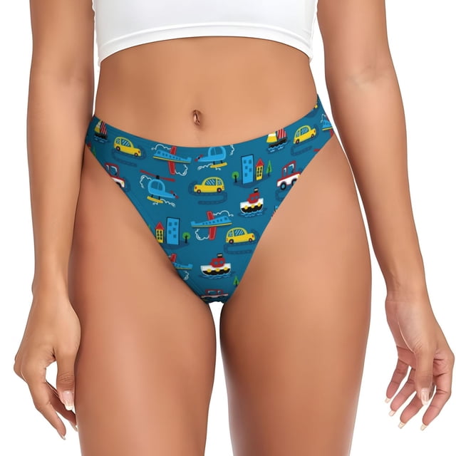 Fotbe Transportations with Buildings Tanga Sin Costuras para Mujer con Estampado – Panties Invisibles, Transpirables y Cómodos para Uso Diario-4X-Large