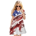 thumbnail image 3 of Qopobobo Girl Dresses Girls Dress Girl's Contrast Mesh Puff Long Sleeve High Waist A Line Short Dress with Pockets Red,7-8 Years, 3 of 5