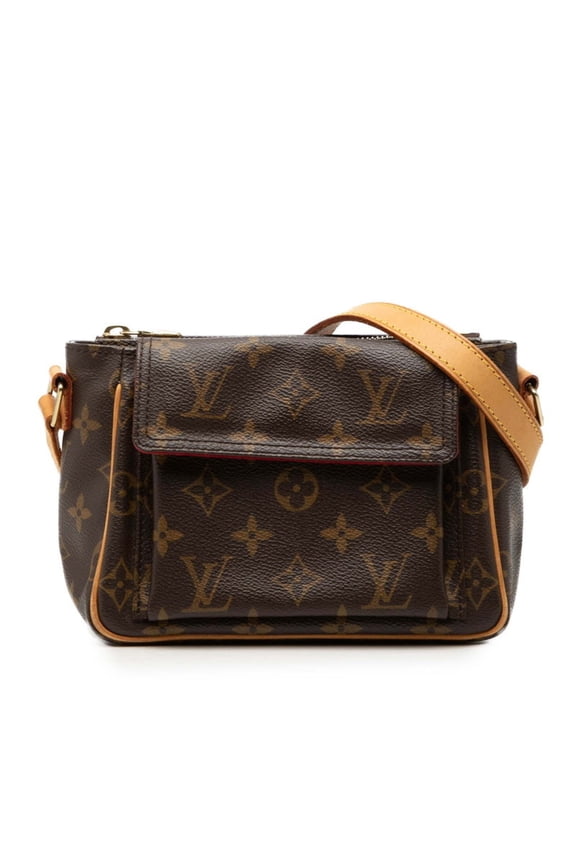 Pre-Owned Louis Vuitton Monogram Vivacite PM Crossbody Shoulder Bag M51165 Brown Leather...