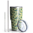 thumbnail image 2 of 30oz Yellow Blue Butterfly Pattern Tumblers Stainless Steel Tumbler with Lid and Straw,Vacuum Insulated Double Wall Travel Tumbler Cups Mug with Cleaning Brush for Coffee,Tea, 2 of 7