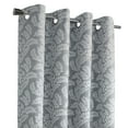 thumbnail image 3 of Parrie Jacquard Leaf Total Blackout Grommet Curtain Panel Blackout 52" x 84" in Silver, 3 of 5