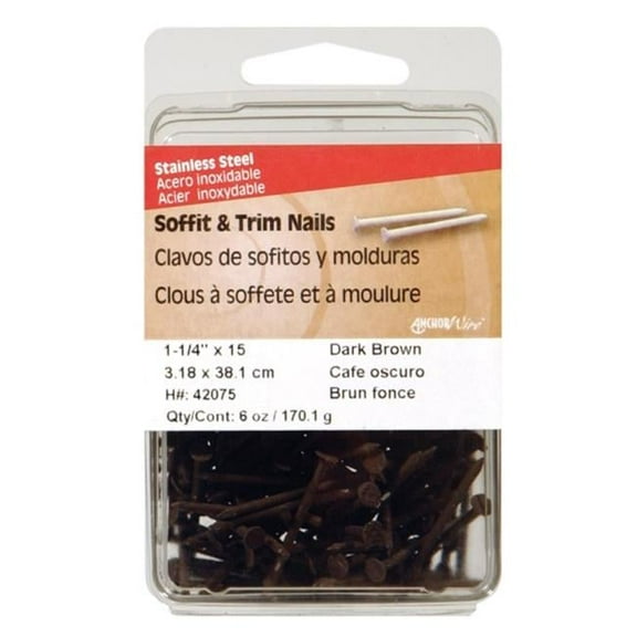 Hillman 42075 6 oz Soffit & Trim Steel Nails Dark Brown - 1.25 in. - pack of 5