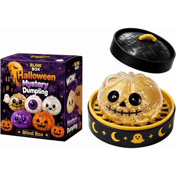 Mystery Halloween Dumpling Squishy, Colorful Cute Pumpkin Ghosts Halloween Dumplings Squeeze Balls Stress Relief Sensory for Party Favors Desk Decor