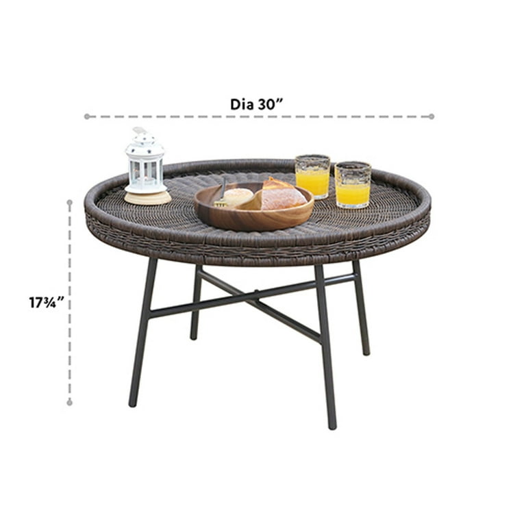 Abble 30” Wicker Indoor Outdoor Coffee Table with Metal Legs  display picture 1