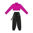 thumbnail image 3 of TTAO Kids Girls 2Piece Hip Hop Jazz Dance Outfits Crop Tank Top with Cargo Pants Set Athletic Tracksuit Rose 12, 3 of 7