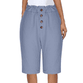 thumbnail image 1 of Pantalones Rectos de Pierna para Mujer, con Cintura Alta Elástica Fruncida, Pantalones Deportivos, Pantalones Cortos con Bolsillos, Azul , Talla S, 1 of 7
