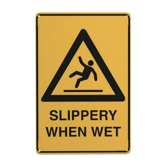 Caution Slippery When Wet Outdoor Signs Aluminum Metal Security Outdoor Signs for House Yard Home 8x12 Inches