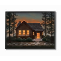 Stupell Industries Cabin In The Woods Country Landscape Painting Black Framed Art Print Wall Art, 16x20, by Ziwei Li